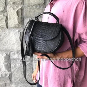 Black Round Small Bag from Indo Python Store