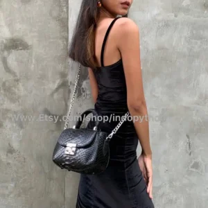 Black Silver Chain Small Bag from Indo Python Store