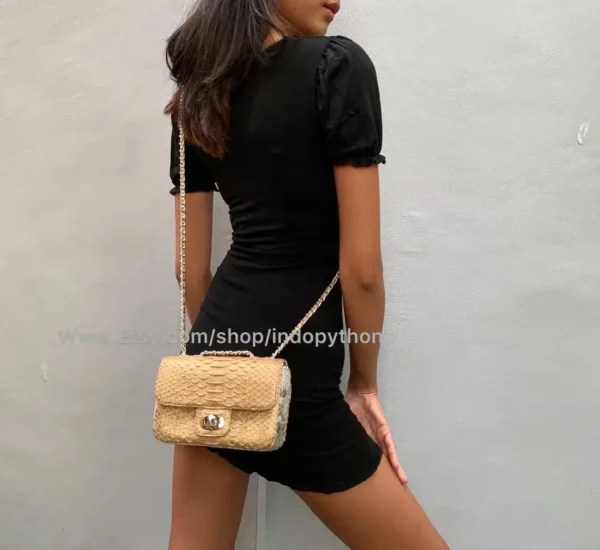 Gold Natural Small Bag from Indo Python Store