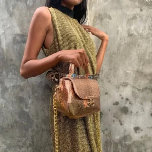 Gold Snakeskin Handbag from Indo Python Store