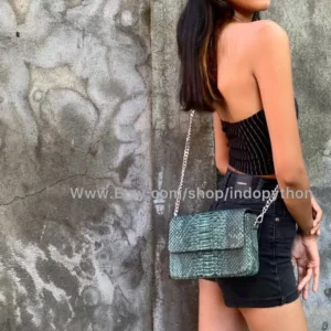 Nubuck Green Small Bag from Indo Python Store