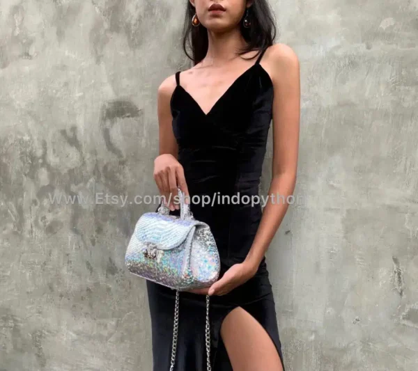 Silver Metallic Small Bag from Indo Python Store