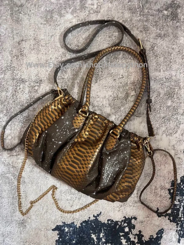 Black Gold Python Purse