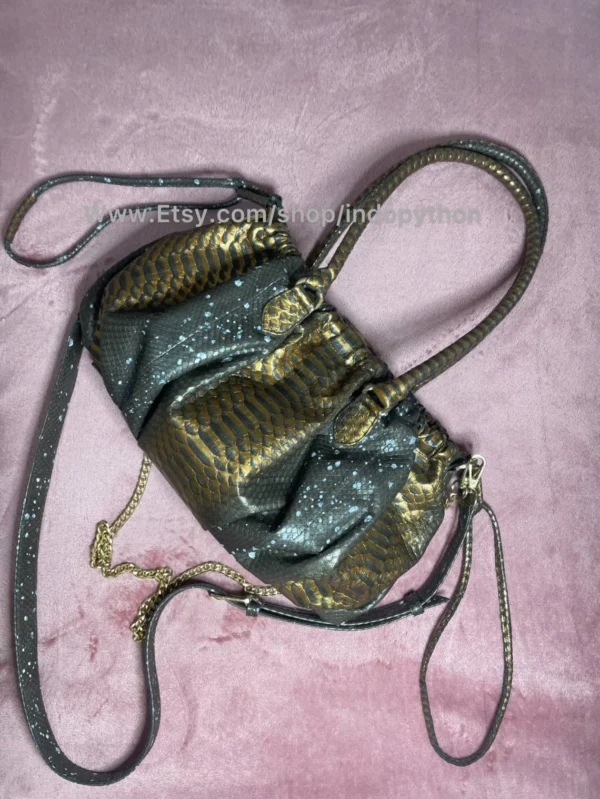 Black Gold Python Purse