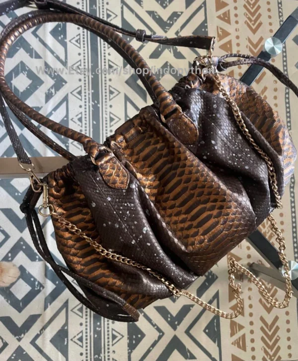 Black Gold Python Purse