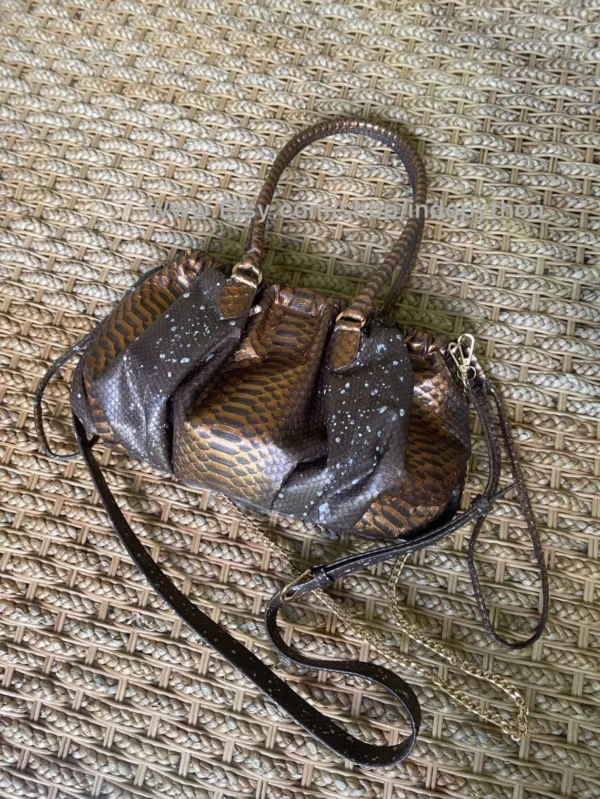 Black Gold Python Purse