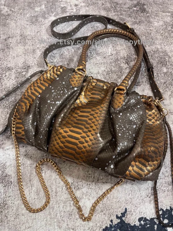 Black Gold Python Purse