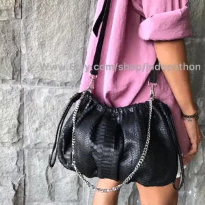 Black Medium Size Python Bag
