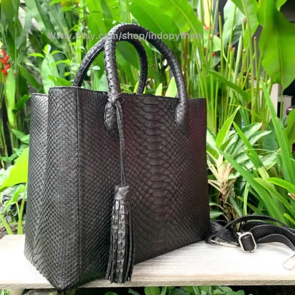 Black Python Tote