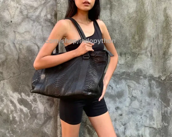 Black Tote Python Bag