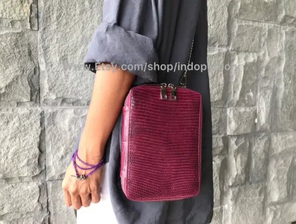 Burgundy Lizard Bag