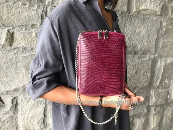 Burgundy Lizard Bag