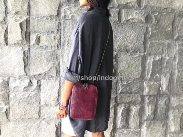 Burgundy Lizard Bag