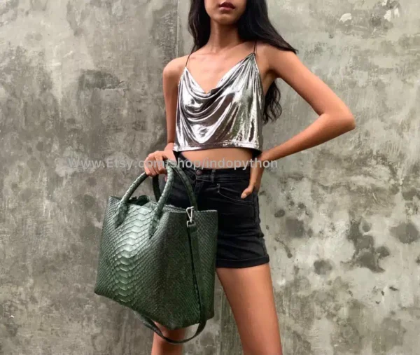 Green Tote Python Bag