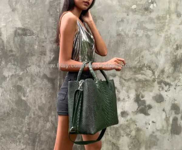 Green Tote Python Bag