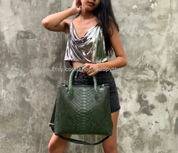 Green Tote Python Bag