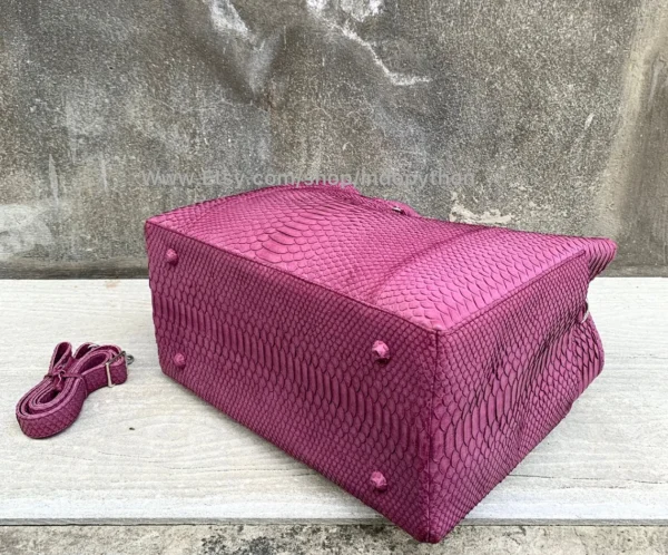 Pink Python Leather Handbag