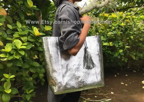 Silver Tote Bag