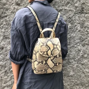 Beige Python Snakeskin Backpack