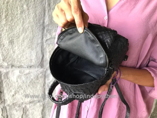 Black Backpack Python Leather