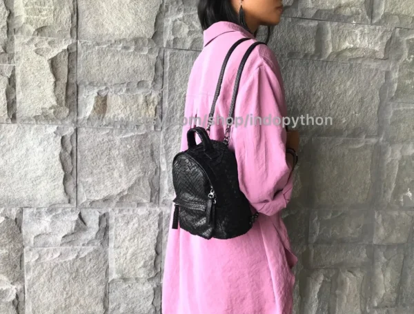 Black Backpack Python Leather