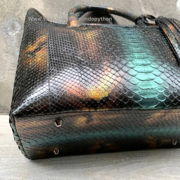 Black, Bronze & Green Python Tote Bag