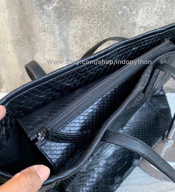 Black Python Tote Purse