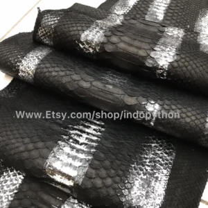 Black & Silver Python Leather