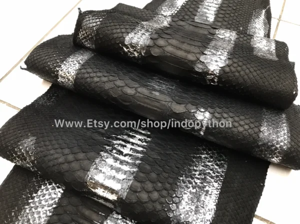 Black & Silver Python Leather