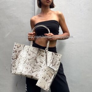 Black White Python Shopper Bag