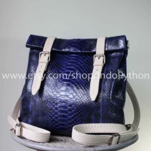 Blue Genuine Python Backpack