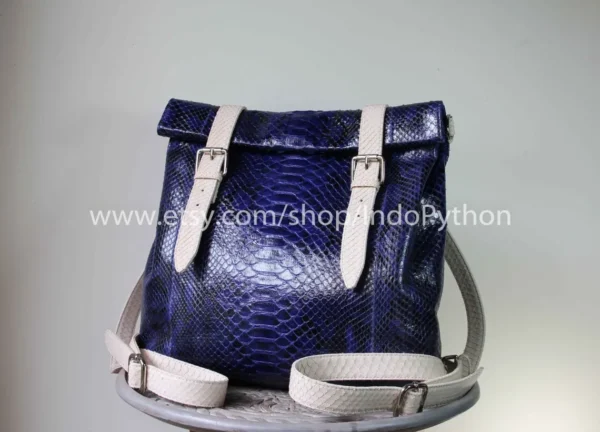 Blue Genuine Python Backpack