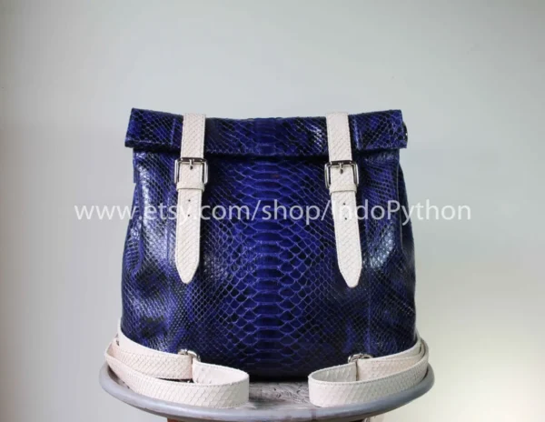 Blue Genuine Python Backpack