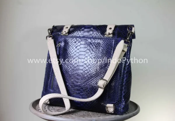 Blue Genuine Python Backpack