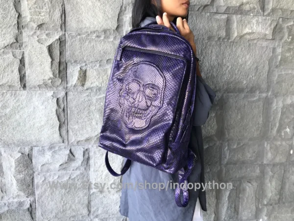 Blue Python Skull Backpack