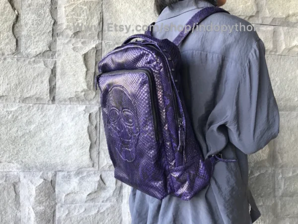 Blue Python Skull Backpack