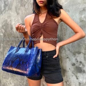 Blue Python Tote Bag
