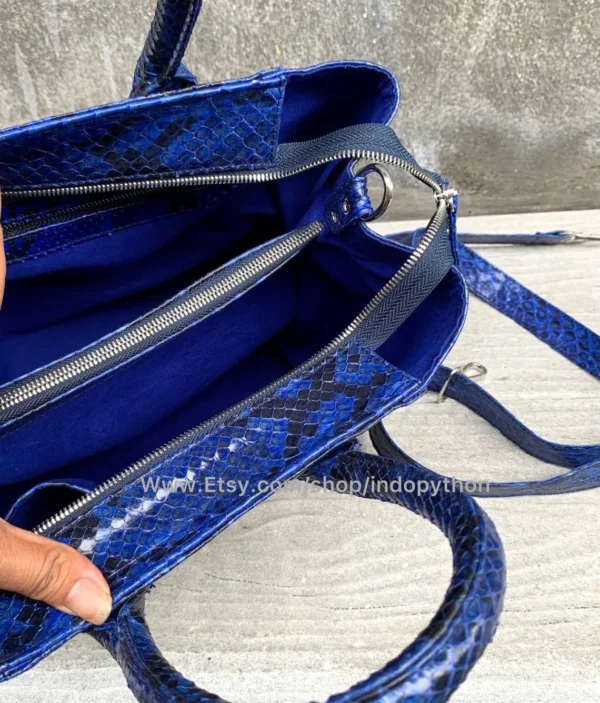 Blue Python Tote Bag