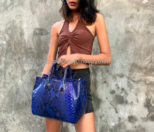 Blue Python Tote Bag