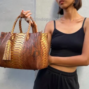 Brown Gold Python Tote