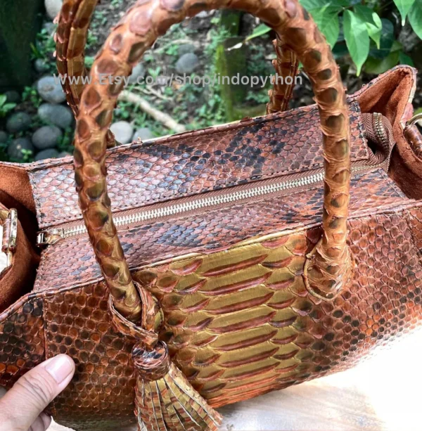 Brown Gold Python Tote