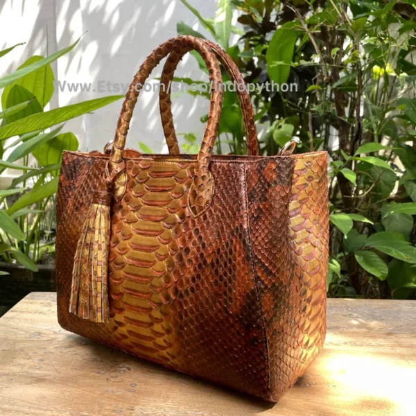 Brown Gold Python Tote