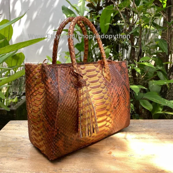 Brown Gold Python Tote