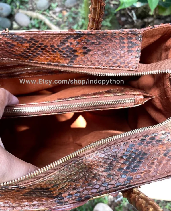 Brown Gold Python Tote