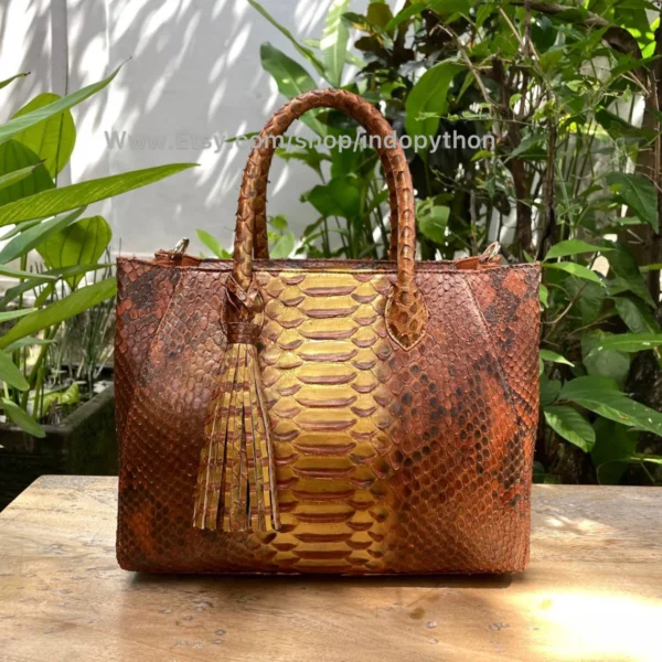 Brown Gold Python Tote