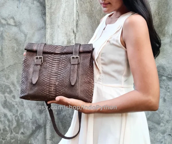 Brown Python Snakeskin Bag