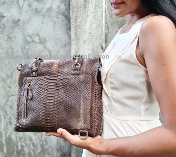 Brown Python Snakeskin Bag