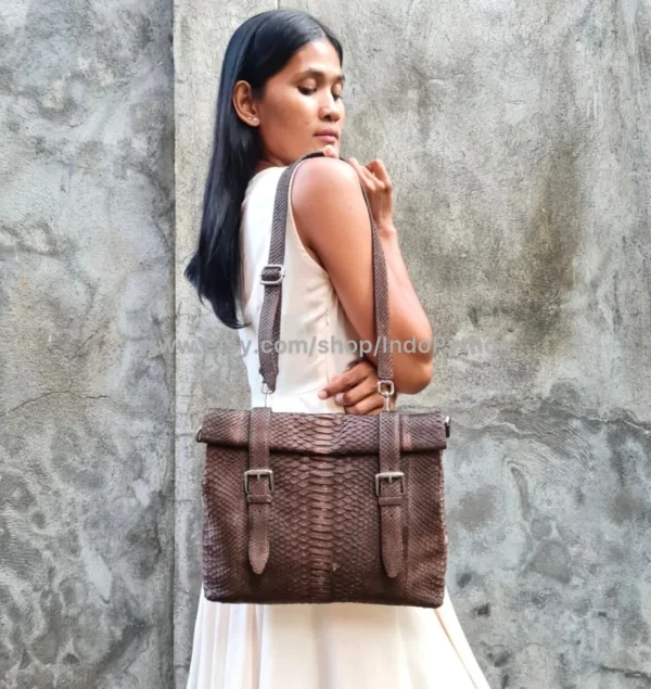 Brown Python Snakeskin Bag