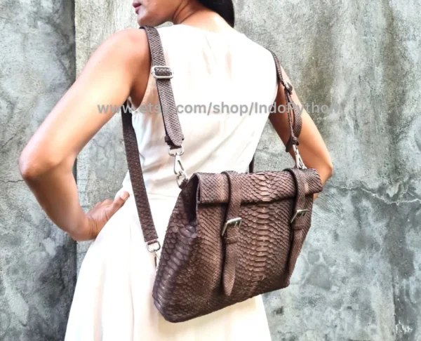 Brown Python Snakeskin Bag