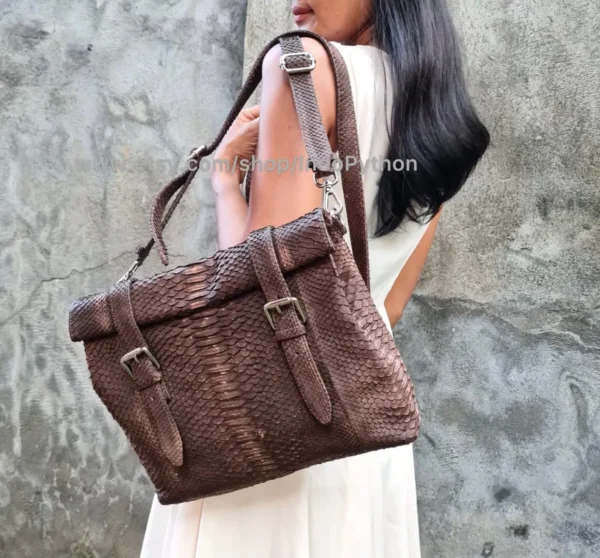 Brown Python Snakeskin Bag